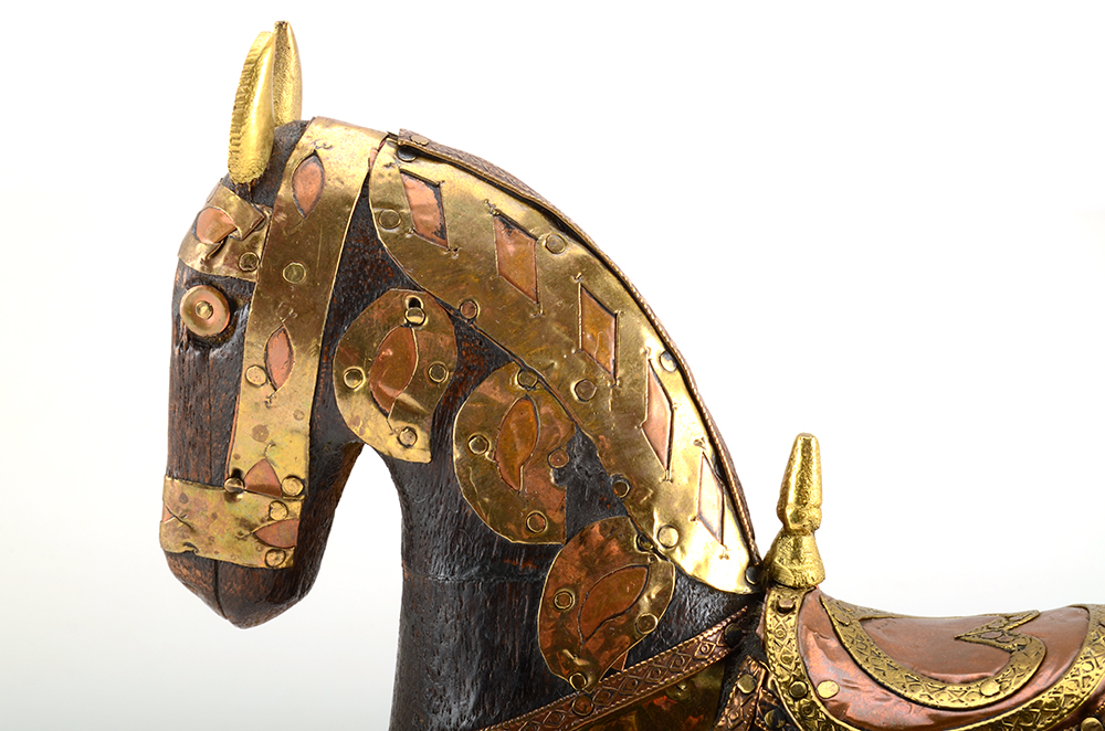 Vintage Horse Figurine with Brass and Copper