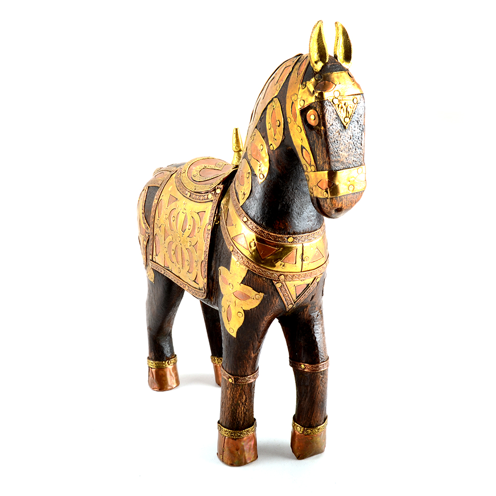 Vintage Horse Figurine with Brass and Copper