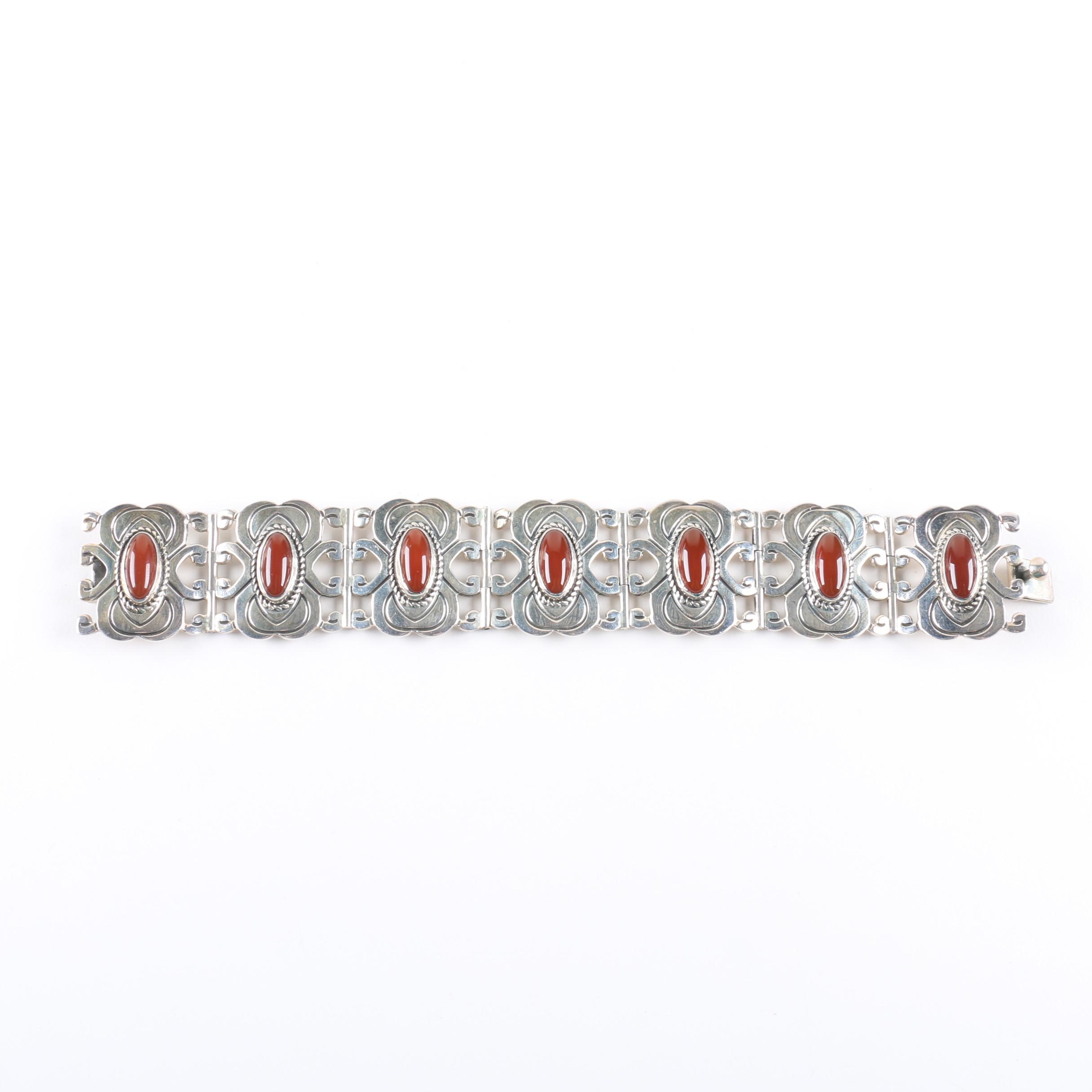 Sterling and Carnelian Bracelet
