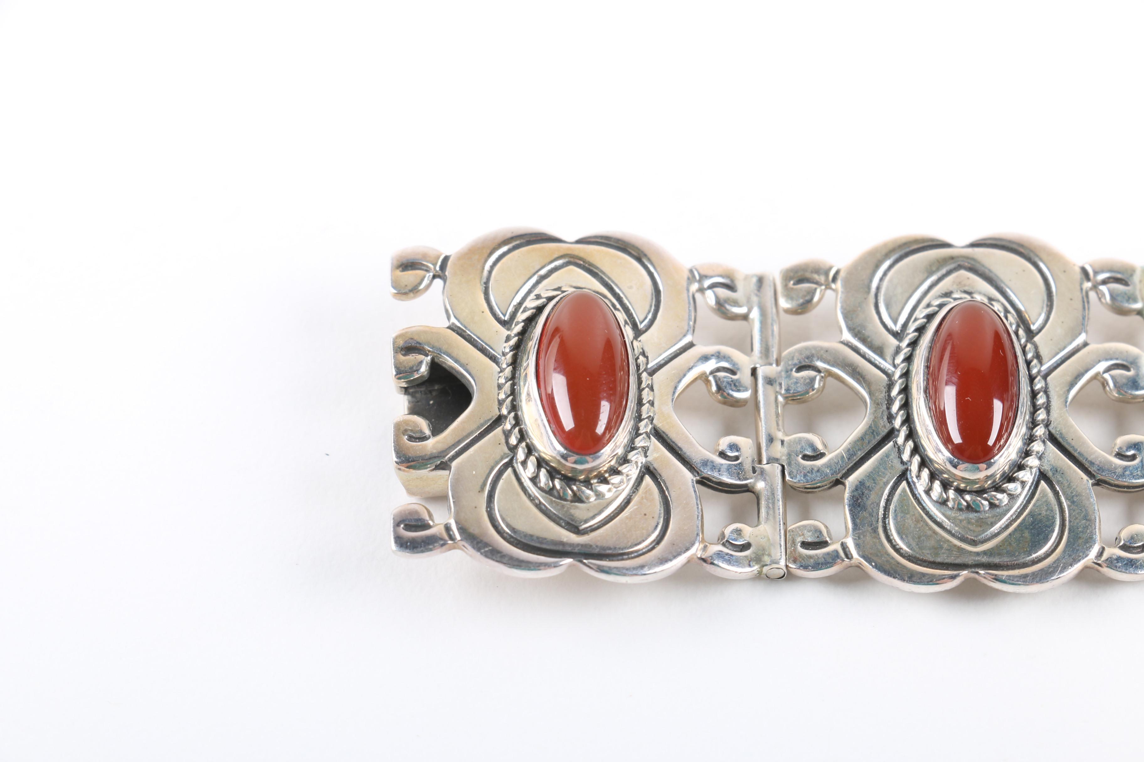 Sterling and Carnelian Bracelet