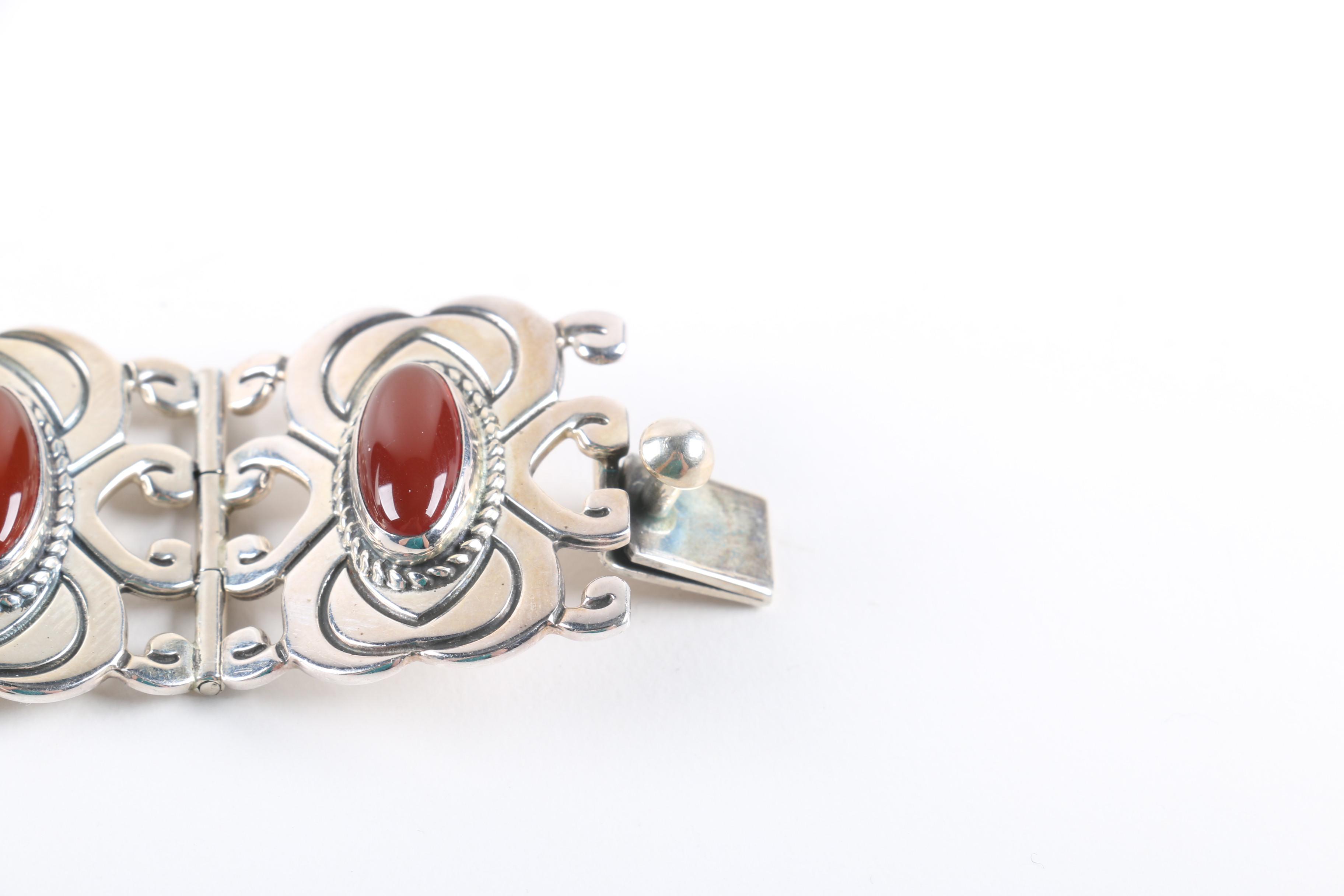 Sterling and Carnelian Bracelet