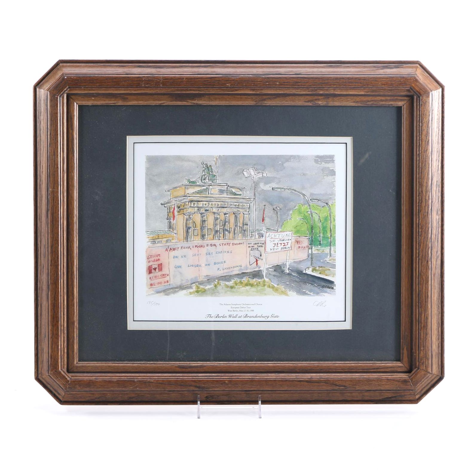 Christopher Rex Limited Edition Offset Lithograph "The Berlin Wall at Brandenburg Gate"
