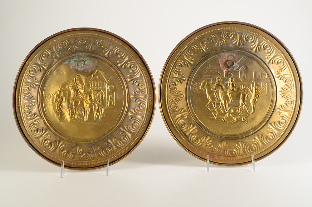 Nine 1960s Hanging Art Decorative Metal  Plates