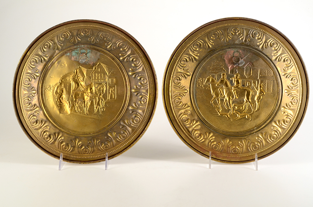 Nine 1960s Hanging Art Decorative Metal  Plates