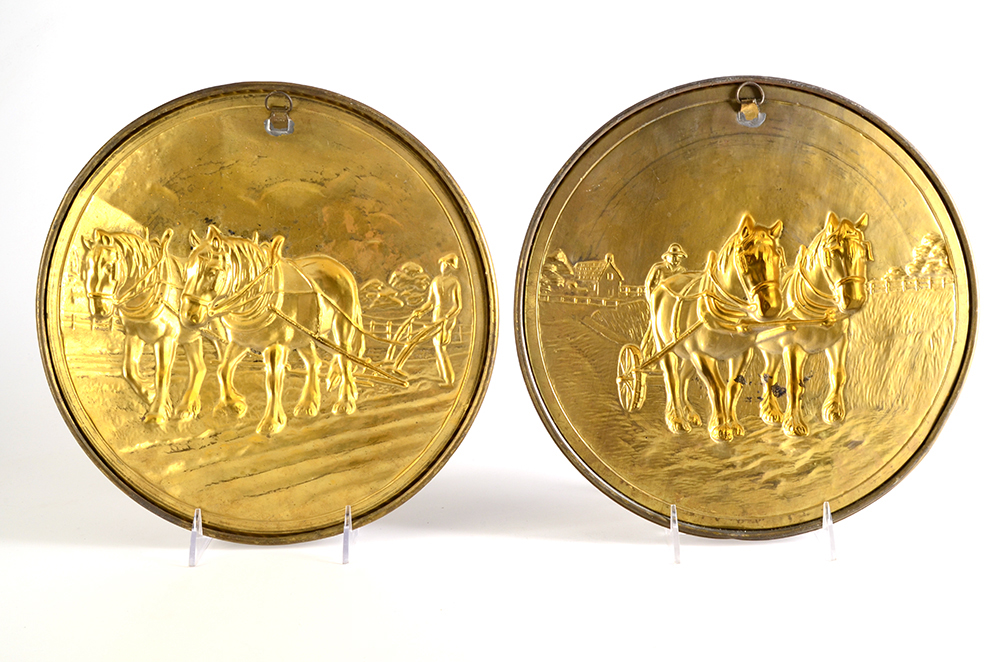 Nine 1960s Hanging Art Decorative Metal  Plates