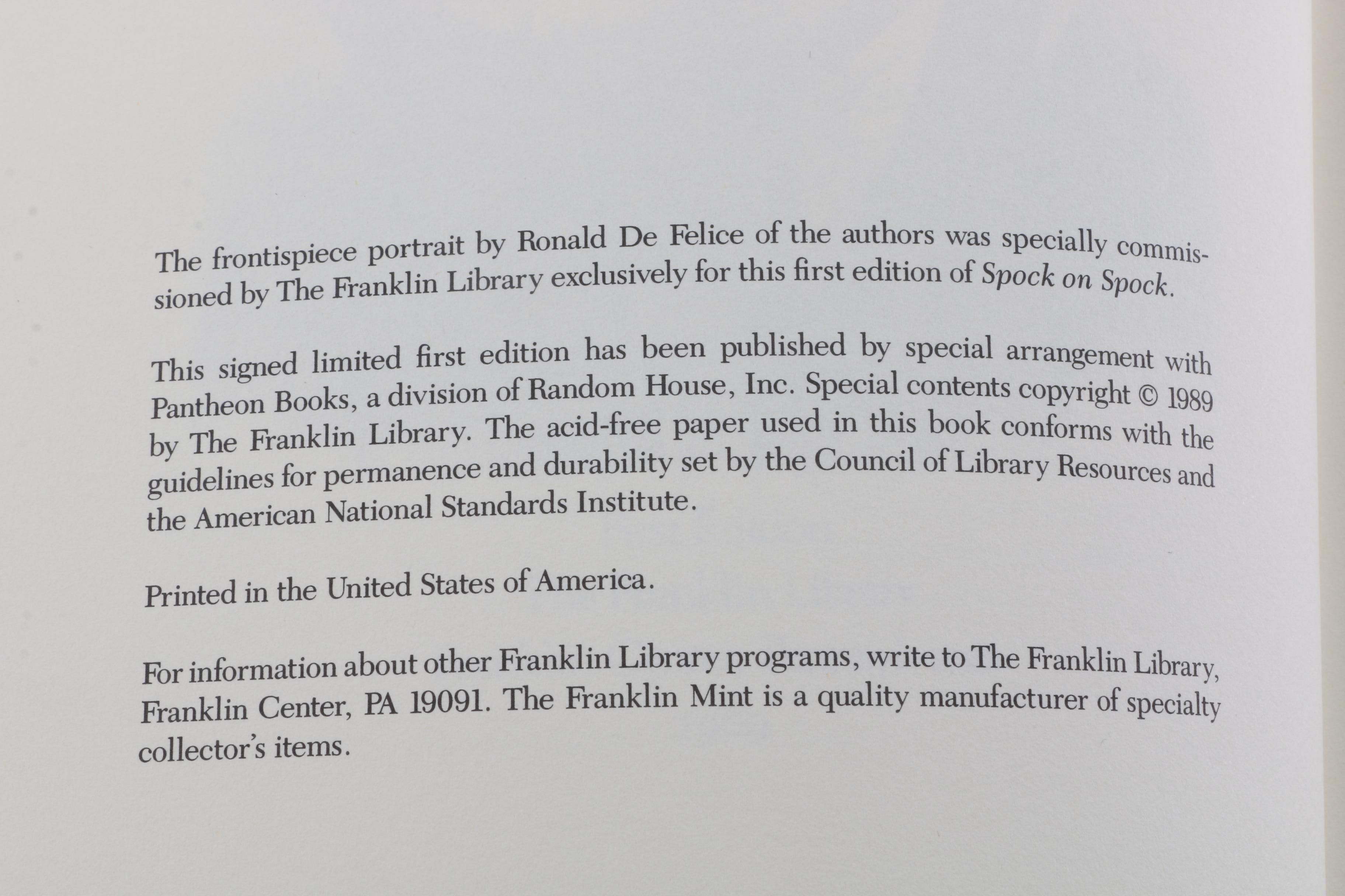 Signed First Edition "Spock On Spock" By Benjamin Spock, M.D. and Mary Morgan