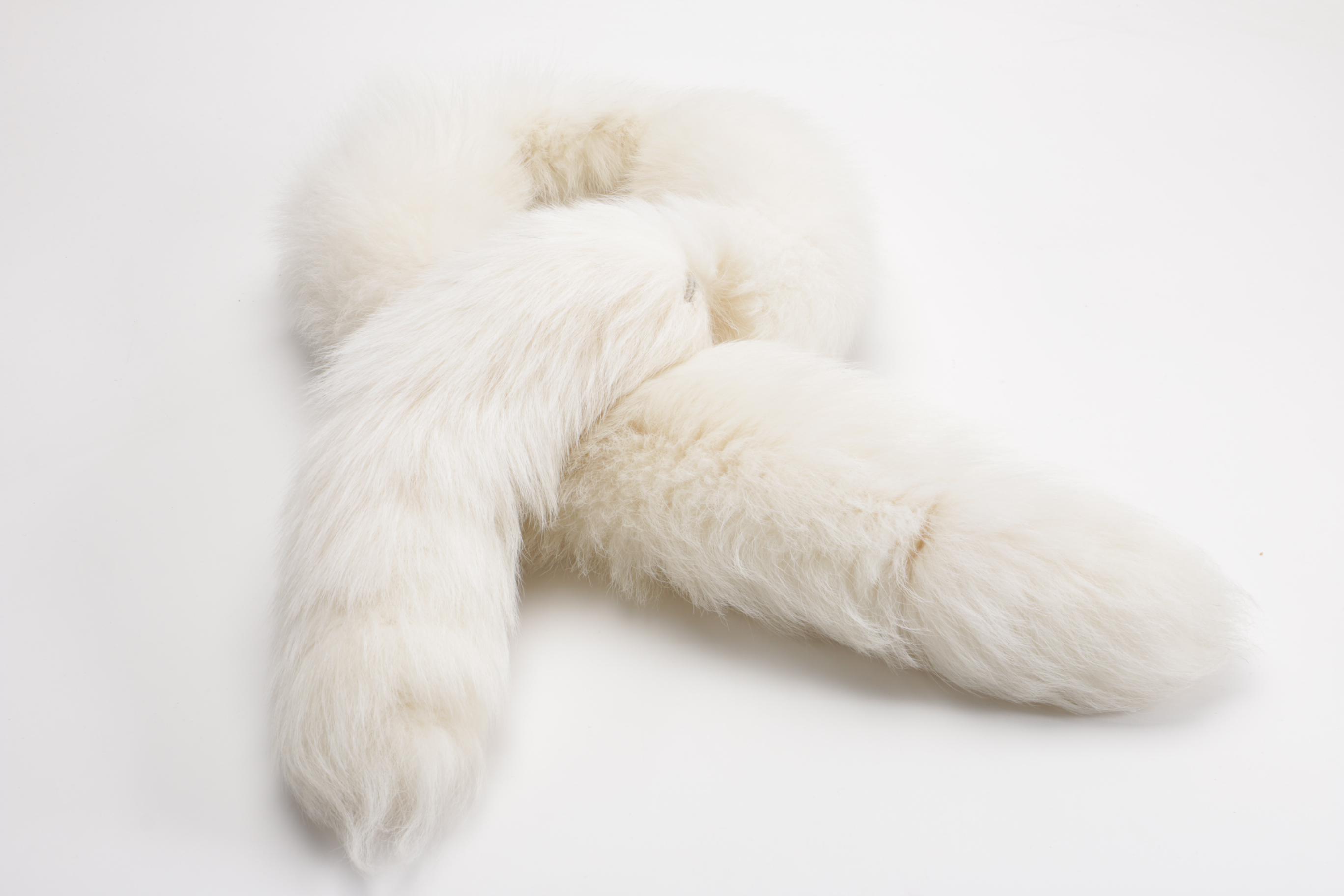 Vintage White Fox Scarf With Clasp