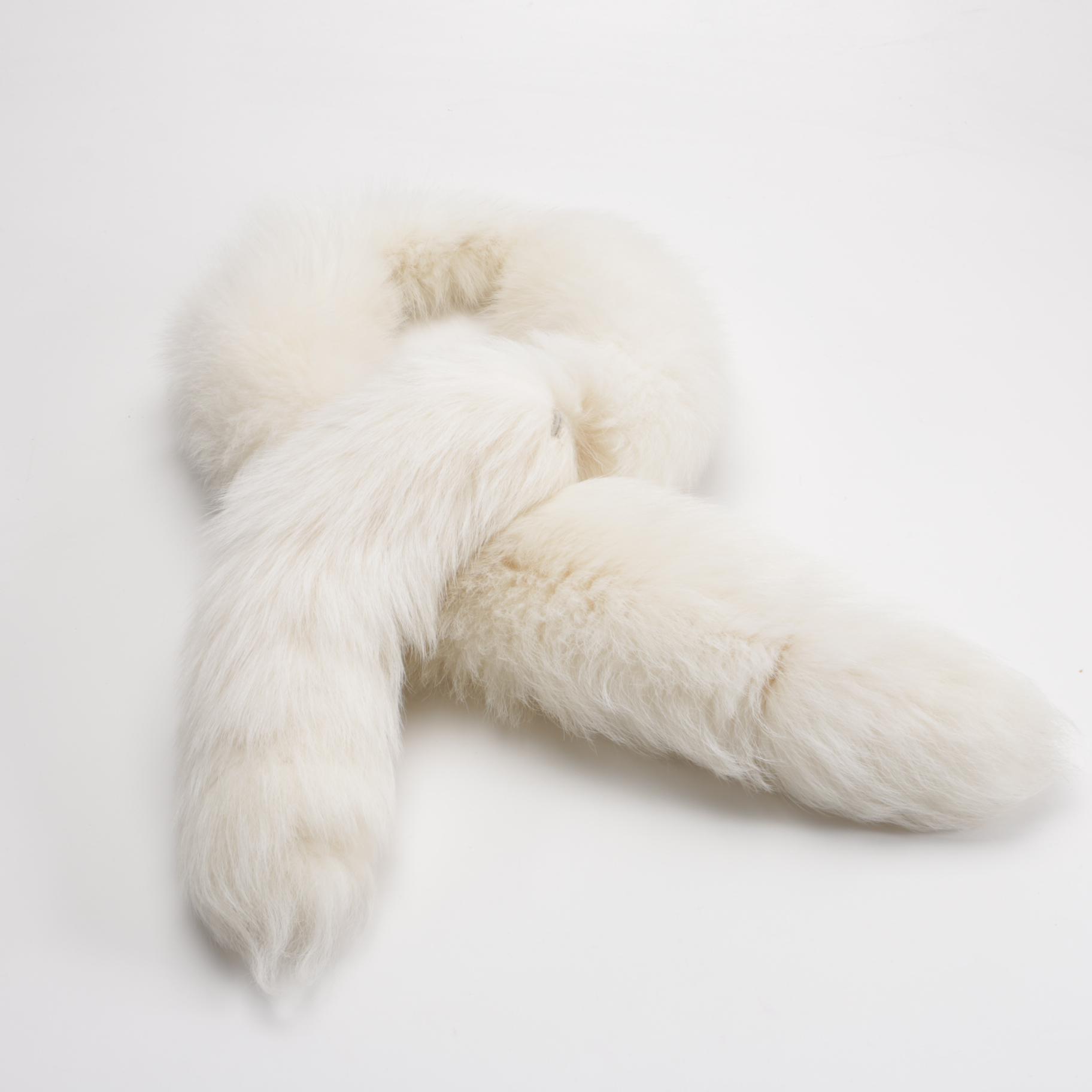 Vintage White Fox Scarf With Clasp