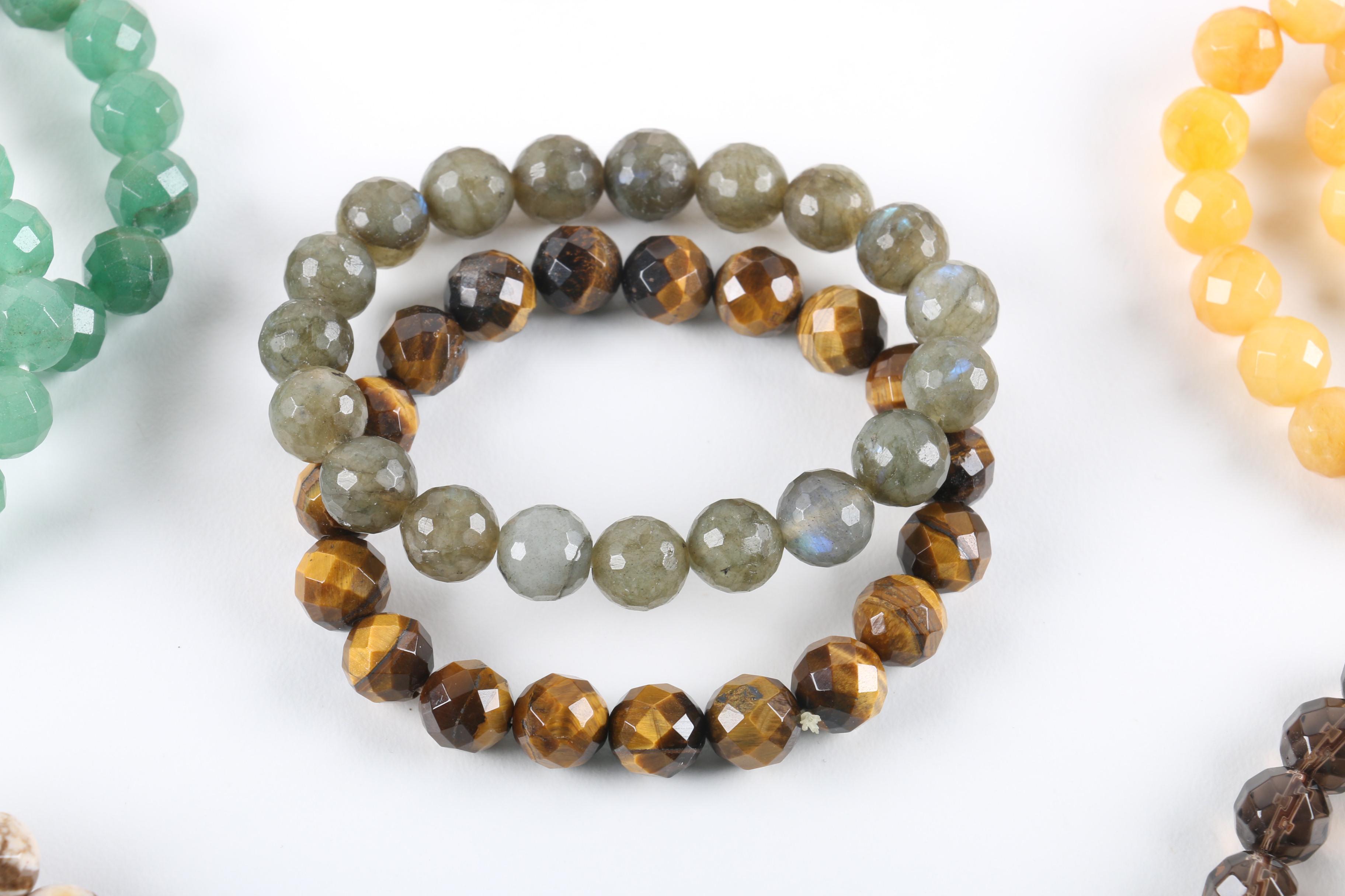 Stone Bracelets, Sterling Silver Bracelet and Earrings