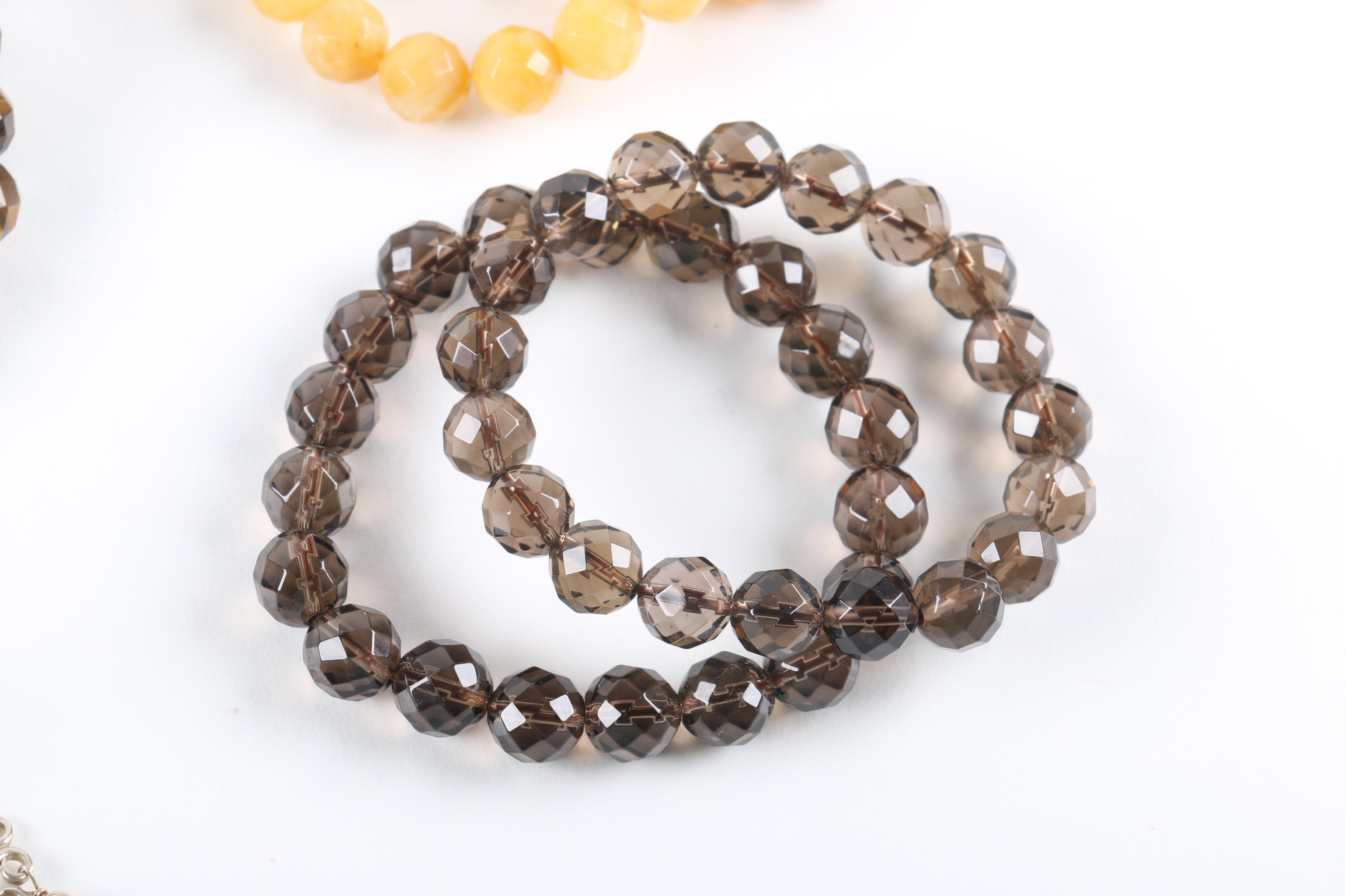 Stone Bracelets, Sterling Silver Bracelet and Earrings