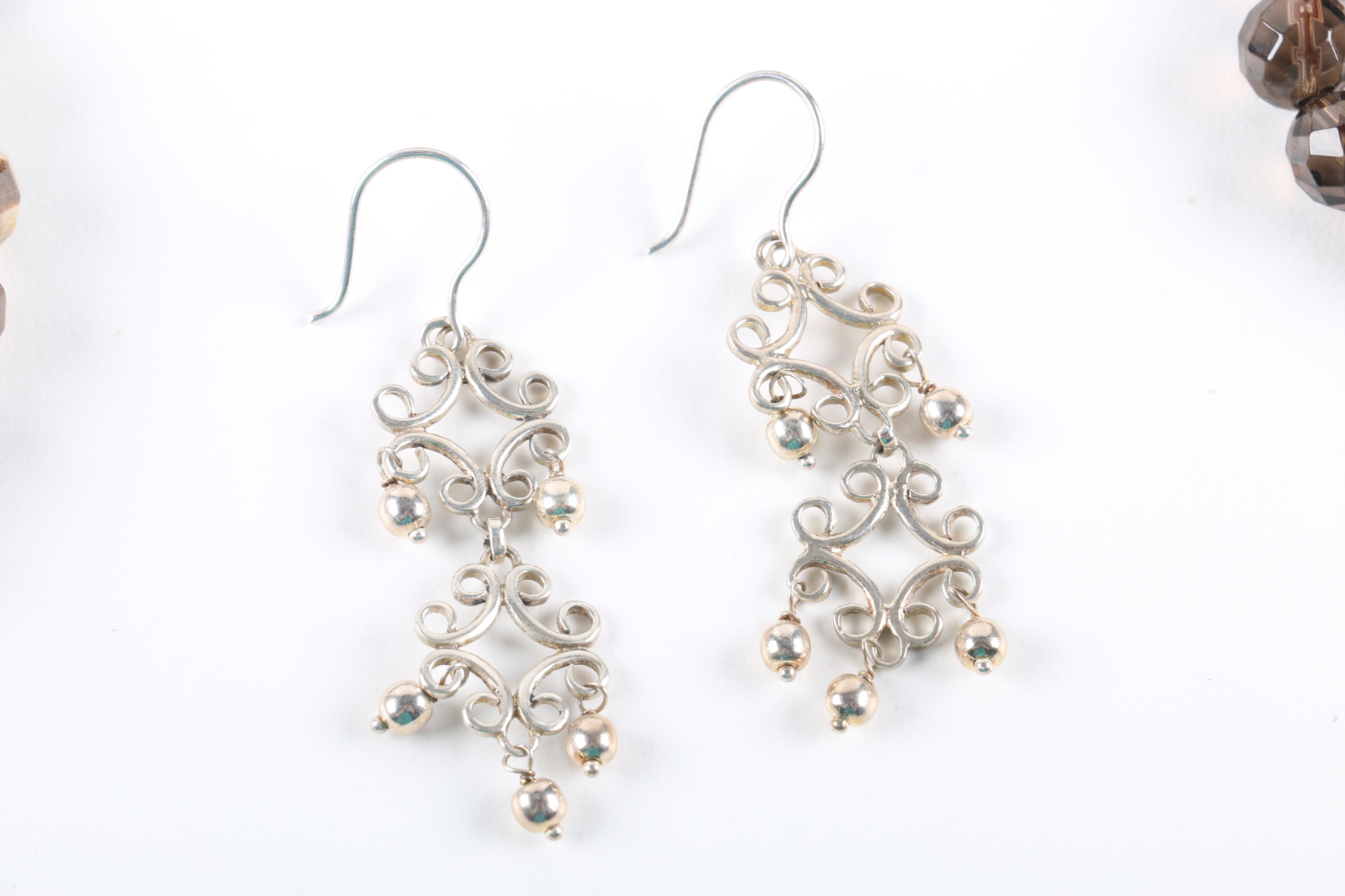 Stone Bracelets, Sterling Silver Bracelet and Earrings