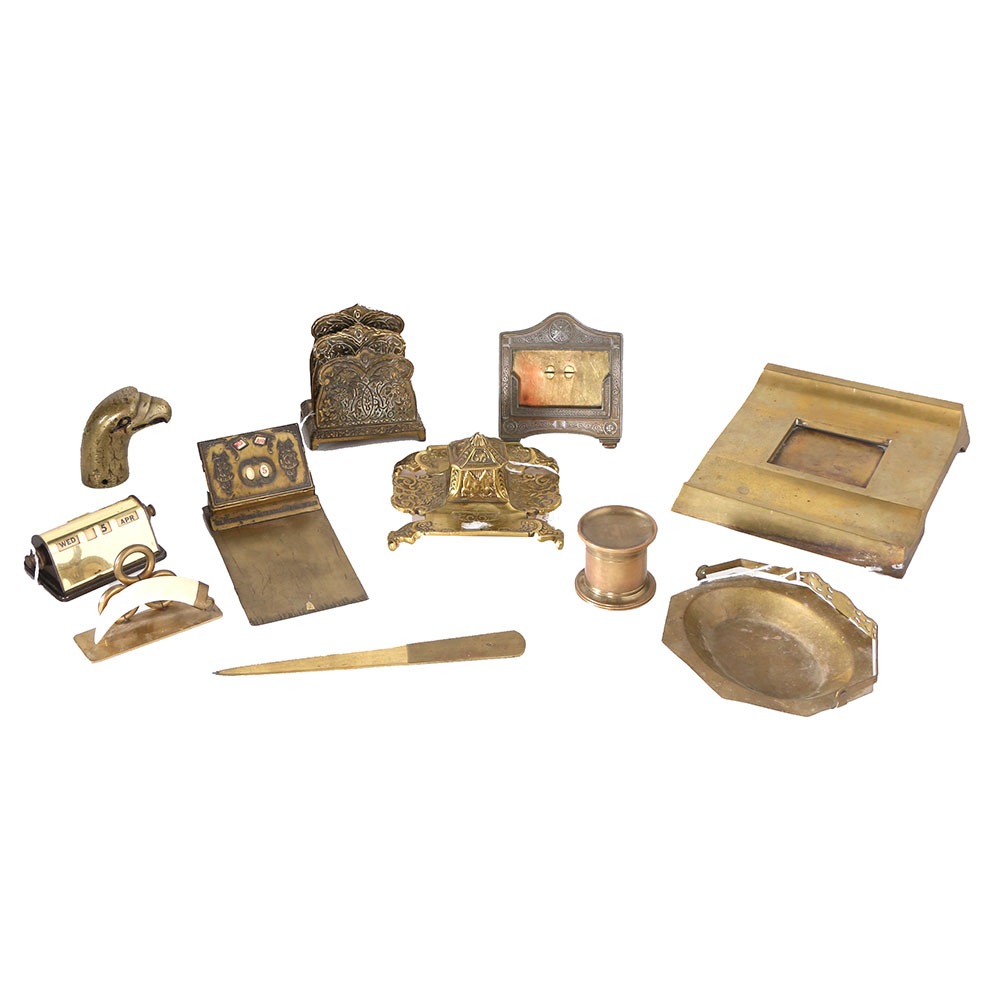 Brass Inkwells and Other Desk Accessories