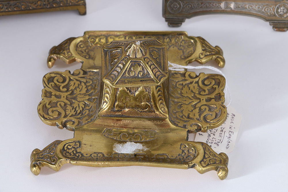 Brass Inkwells and Other Desk Accessories