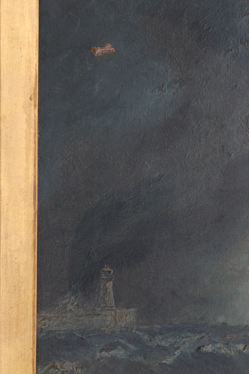 Oil on Canvas Painting of Boat in Storm