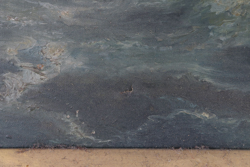 Oil on Canvas Painting of Boat in Storm