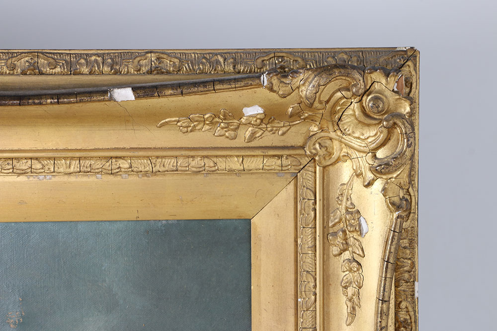 Oil on Canvas Painting of Boat in Storm