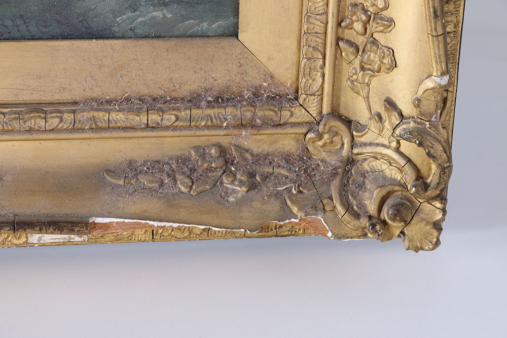 Oil on Canvas Painting of Boat in Storm