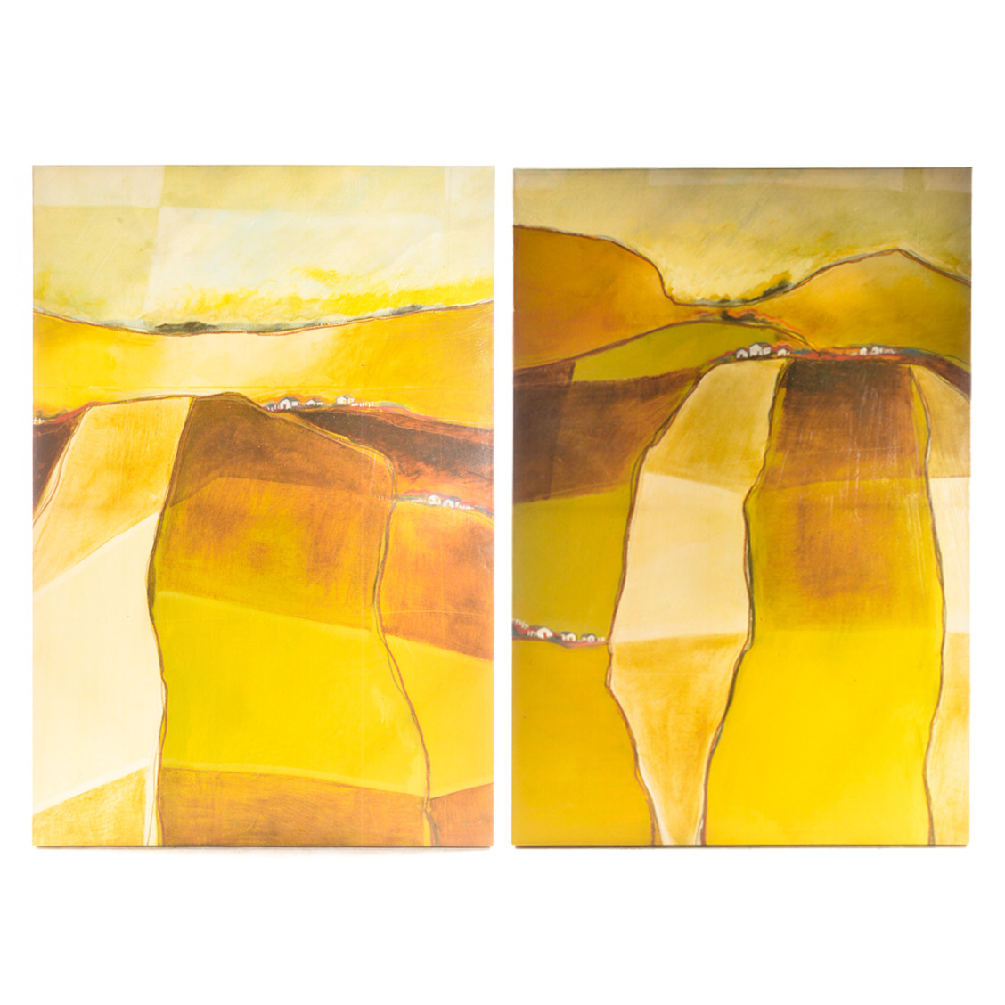 Oil Painting on Canvas of Abstract Landscape Diptych