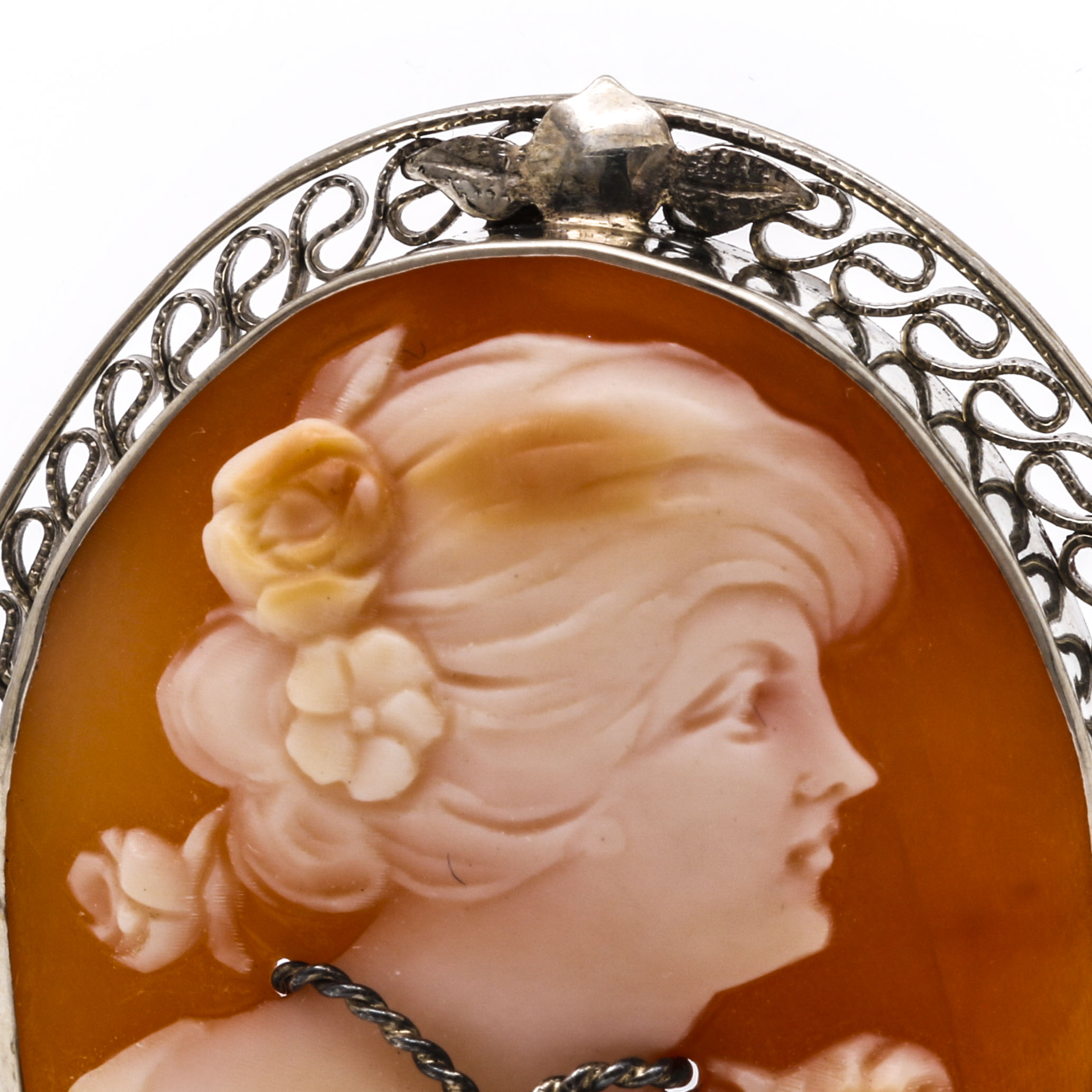 14K Yellow Gold Diamond En Habillé Cameo Brooch