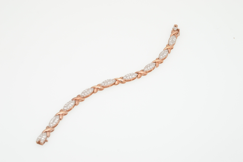 Plated Sterling Silver Cubic Zirconia Link Bracelet