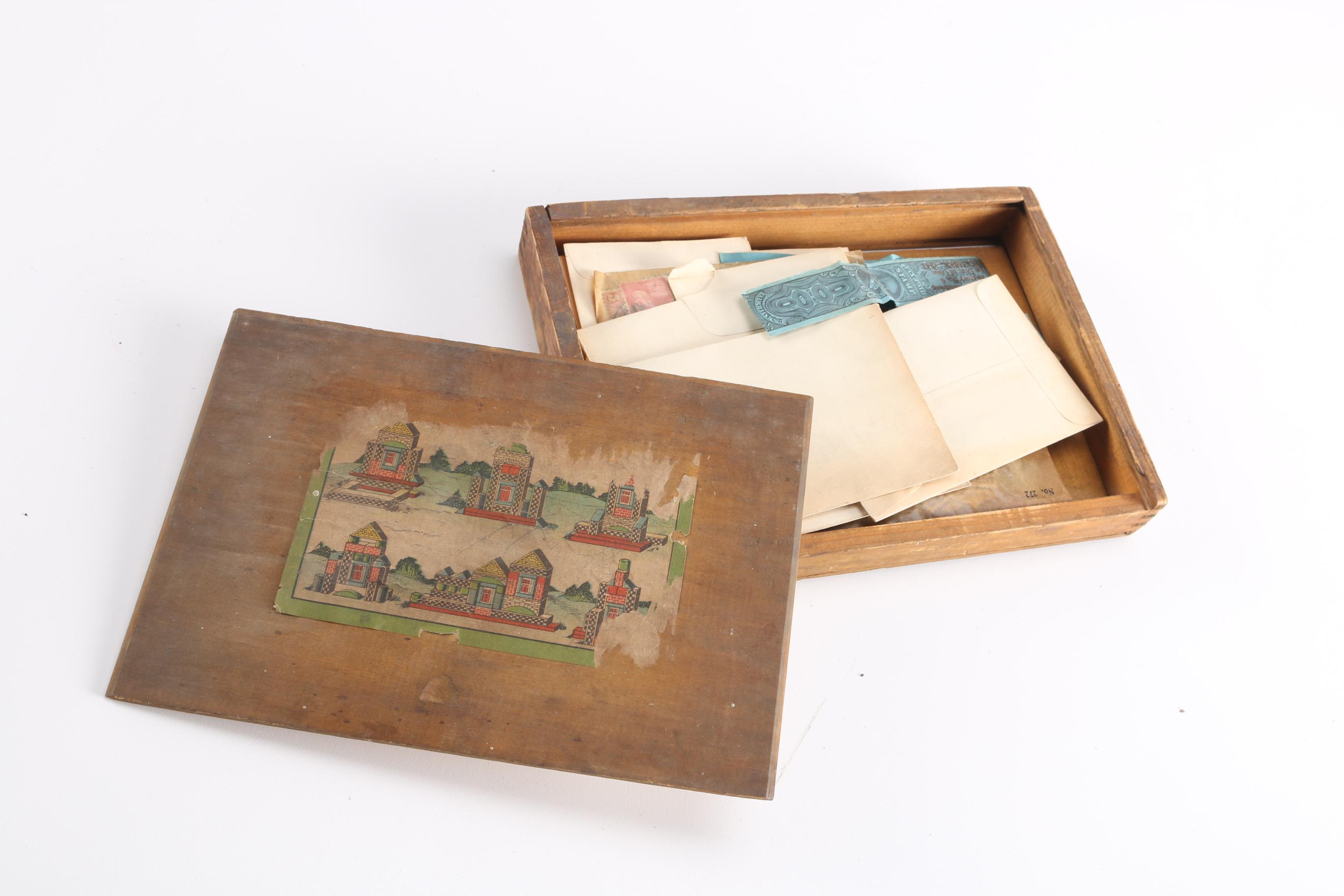 Early 20th Century Cigar Boxes and Assorted Stamps