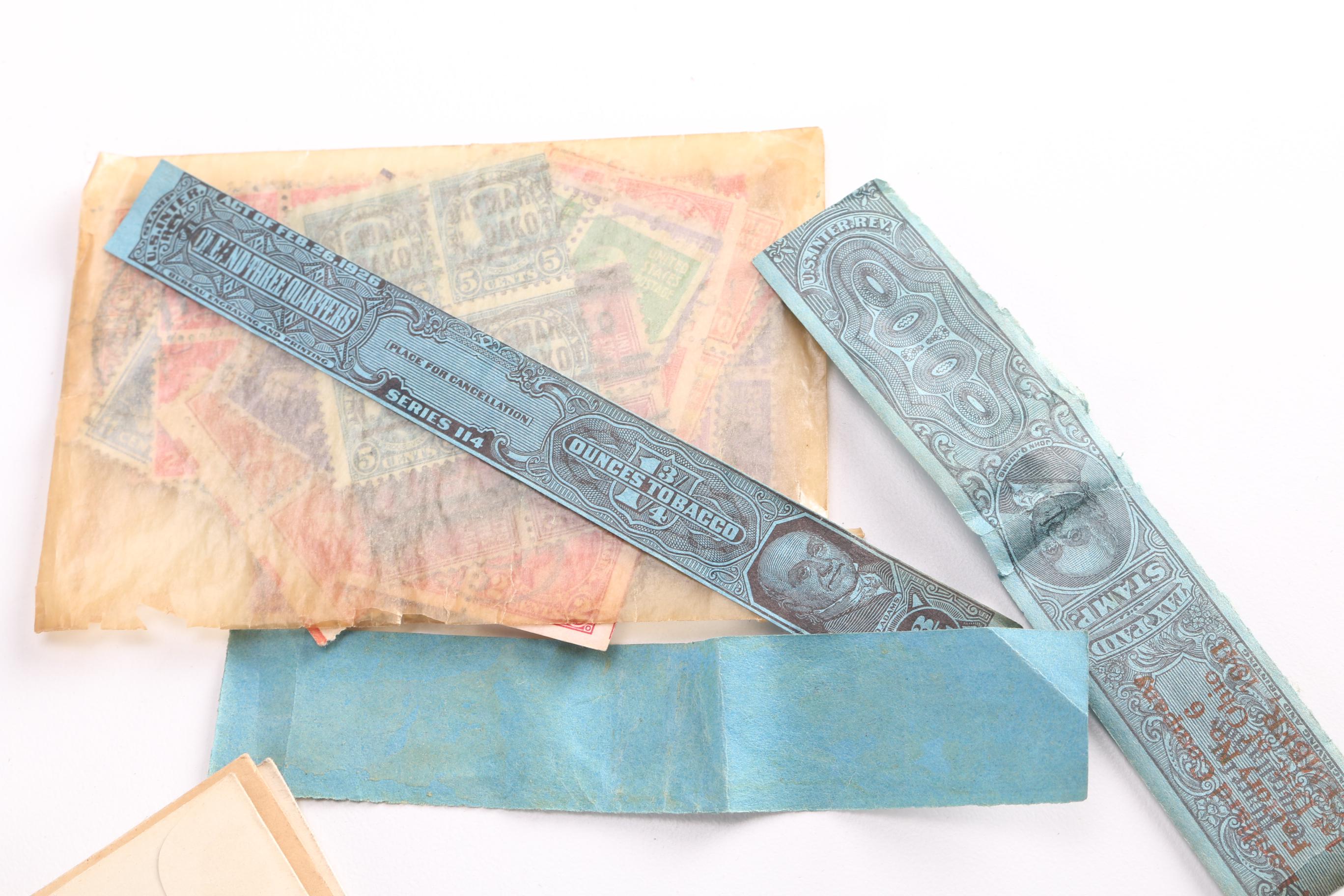 Early 20th Century Cigar Boxes and Assorted Stamps