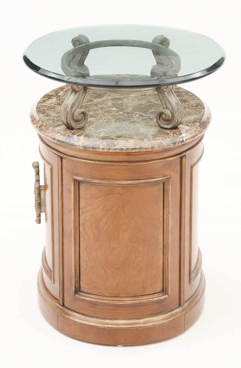 Henredon Marble and Glass Oval End Table