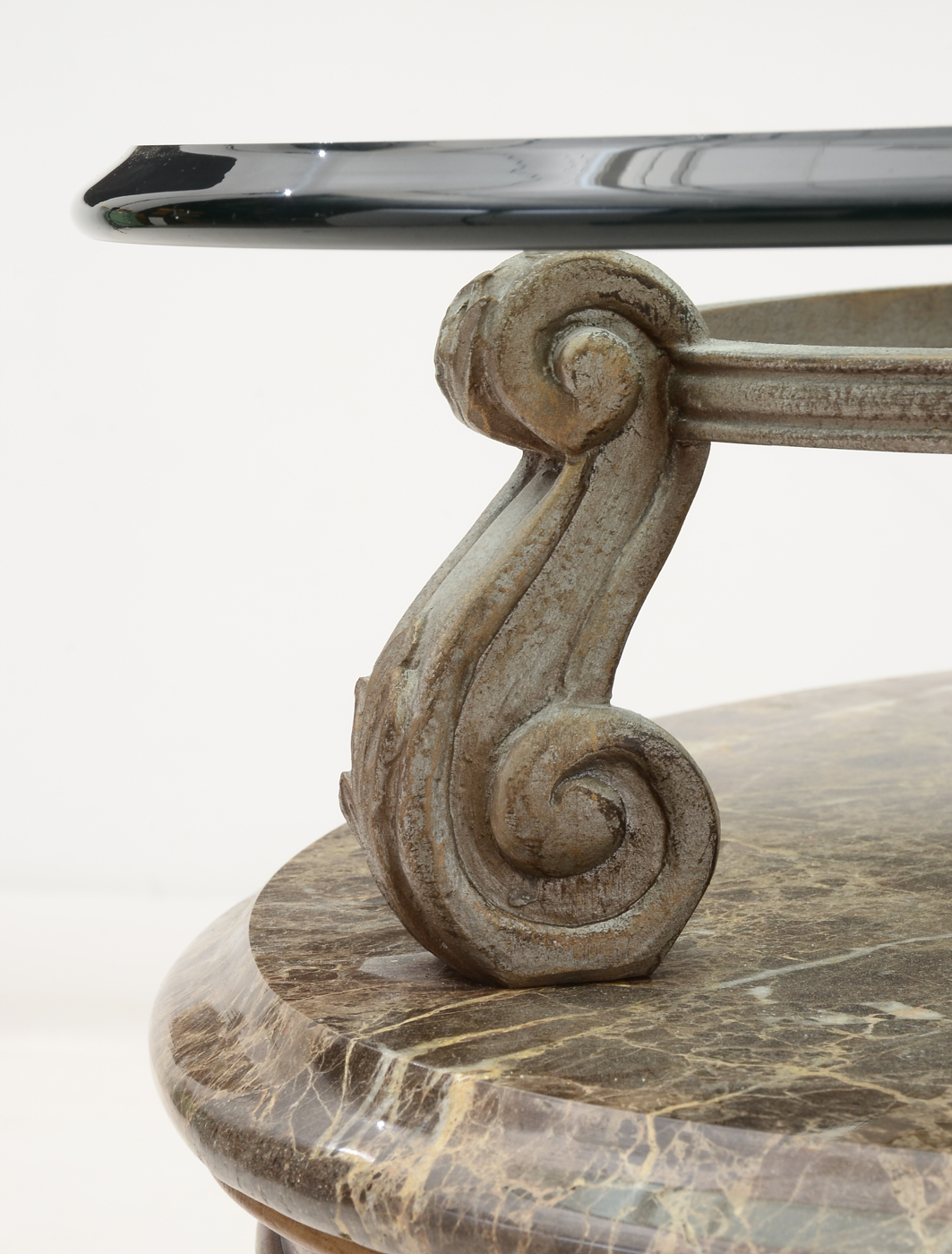 Henredon Marble and Glass Oval End Table