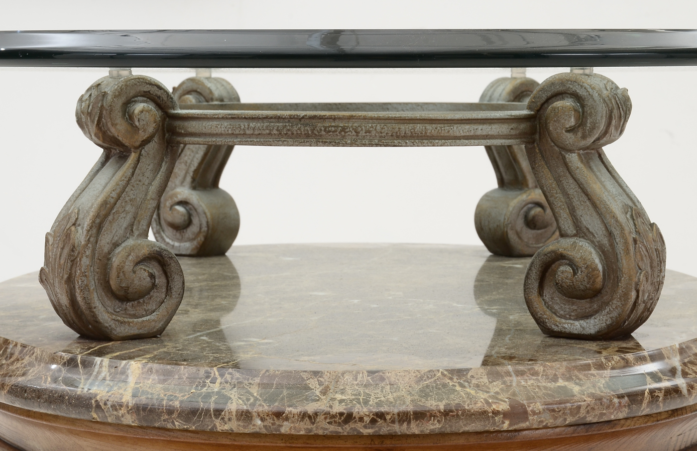 Henredon Marble and Glass Oval End Table
