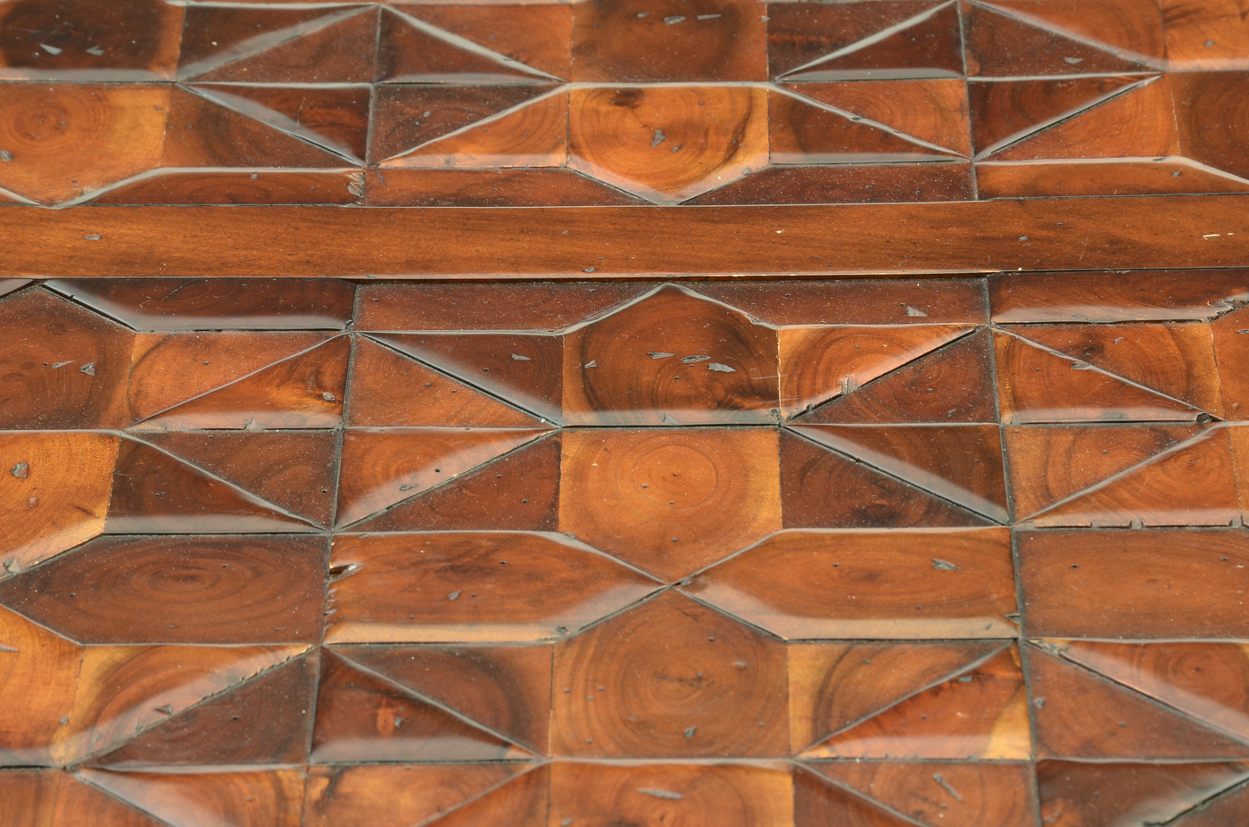 Large Geometric Marquetry Mahogany Coffee Table