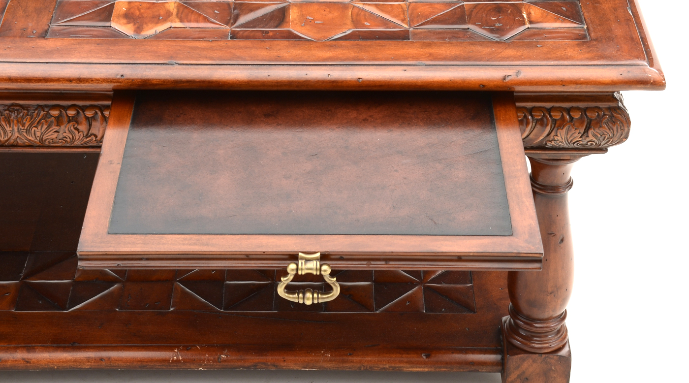 Large Geometric Marquetry Mahogany Coffee Table