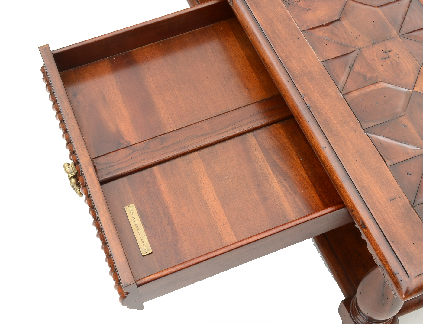 Large Geometric Marquetry Mahogany Coffee Table