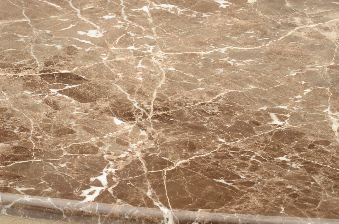 Large Carved and Pickled Oak Coffee Table with Marble Top