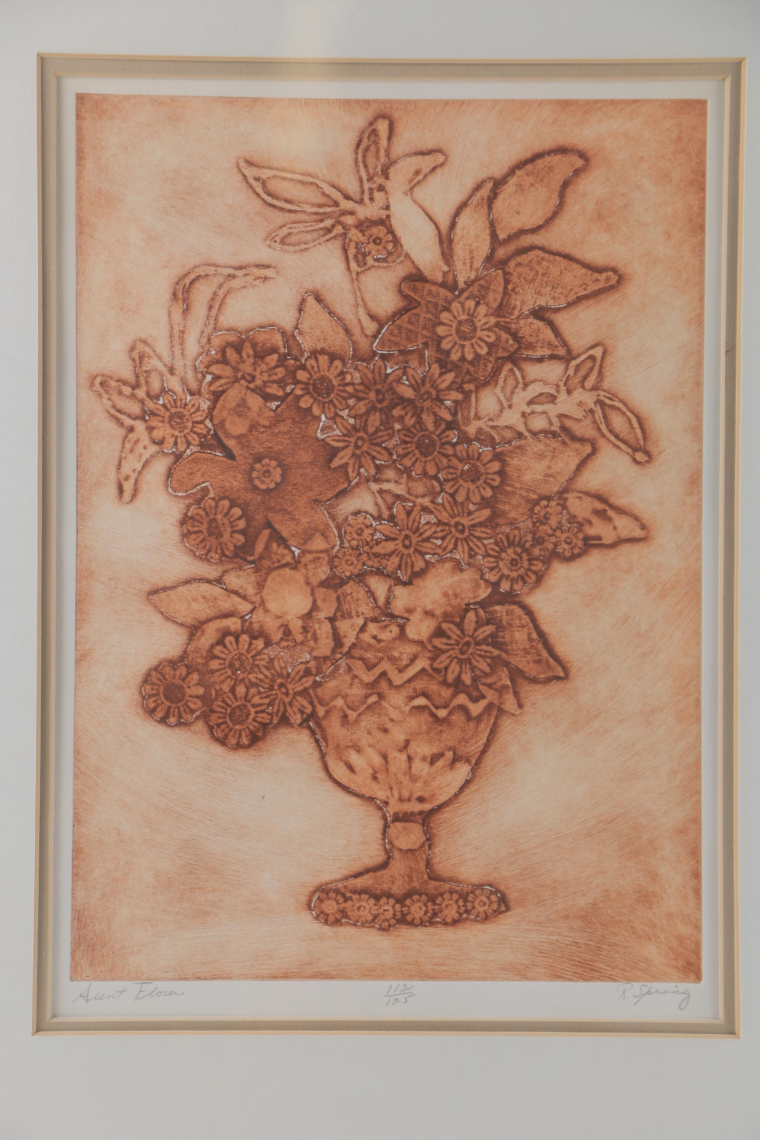 R. Spring Limited Edition Collagraph "Aunt Flora"