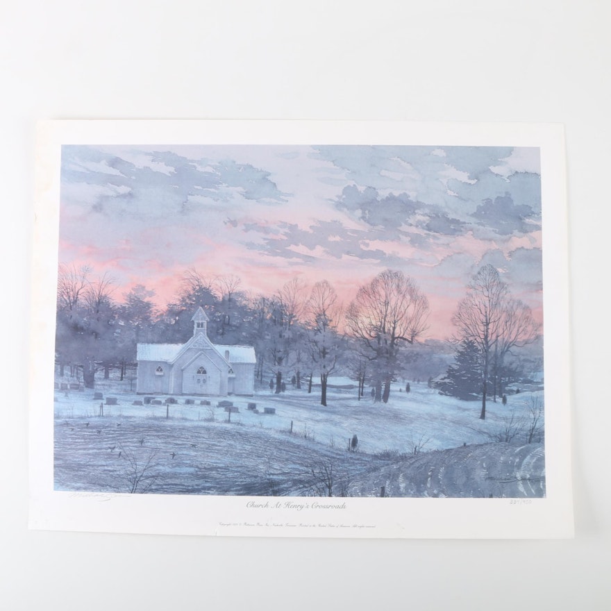 Michael Sloan Limited Edition Offset Lithograph "Church at Henry's Crossroads"