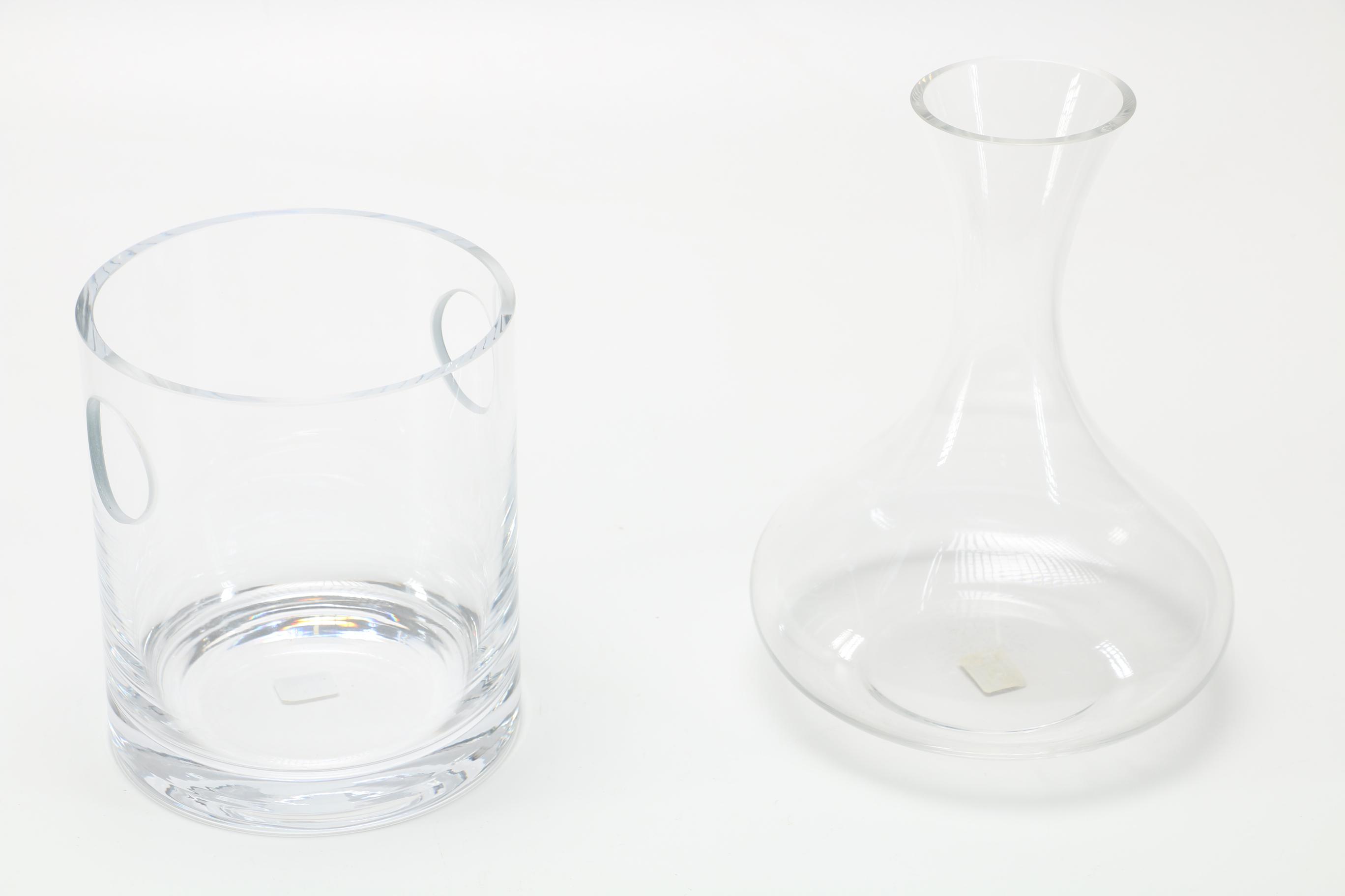 Crate & Barrel "Troy" Ice Bucket and "Gallery" Carafe