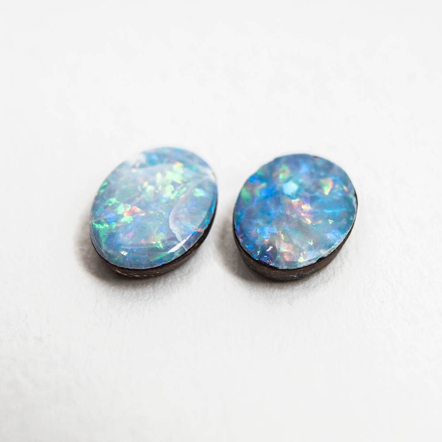 Two Oval Opal Doublet Cabochons