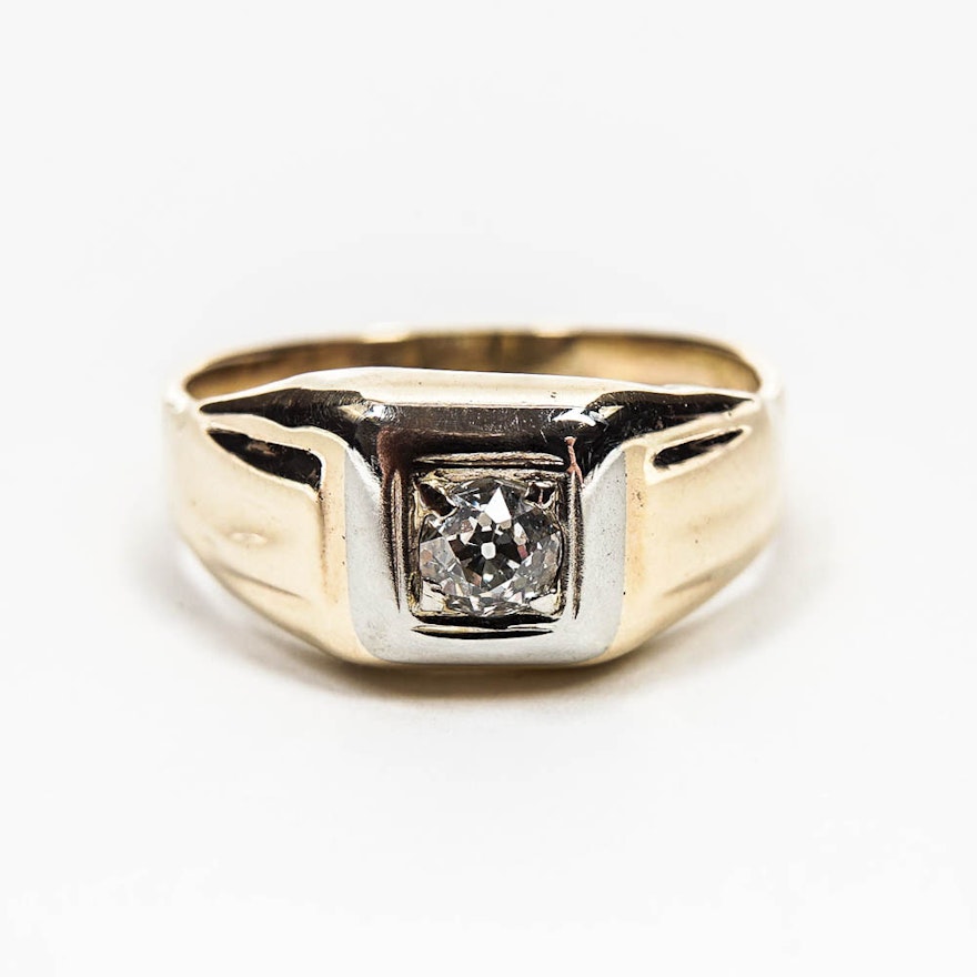 10K Yellow Gold Men's  Diamond Ring