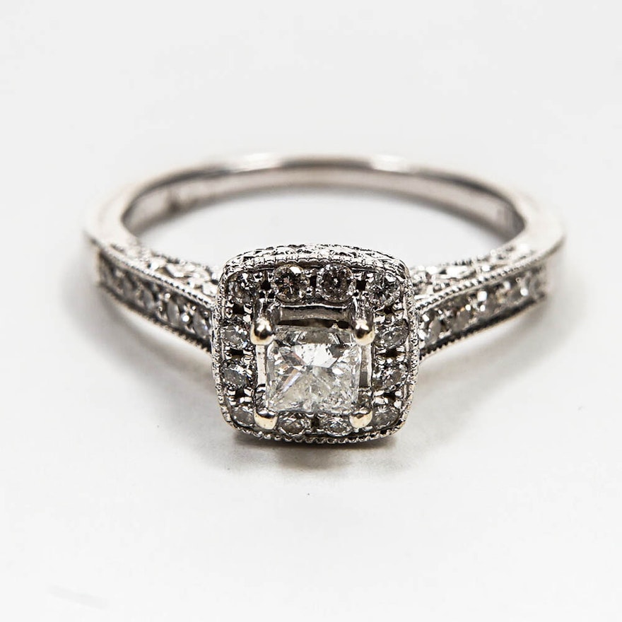Diamond and 14K White Gold Ring