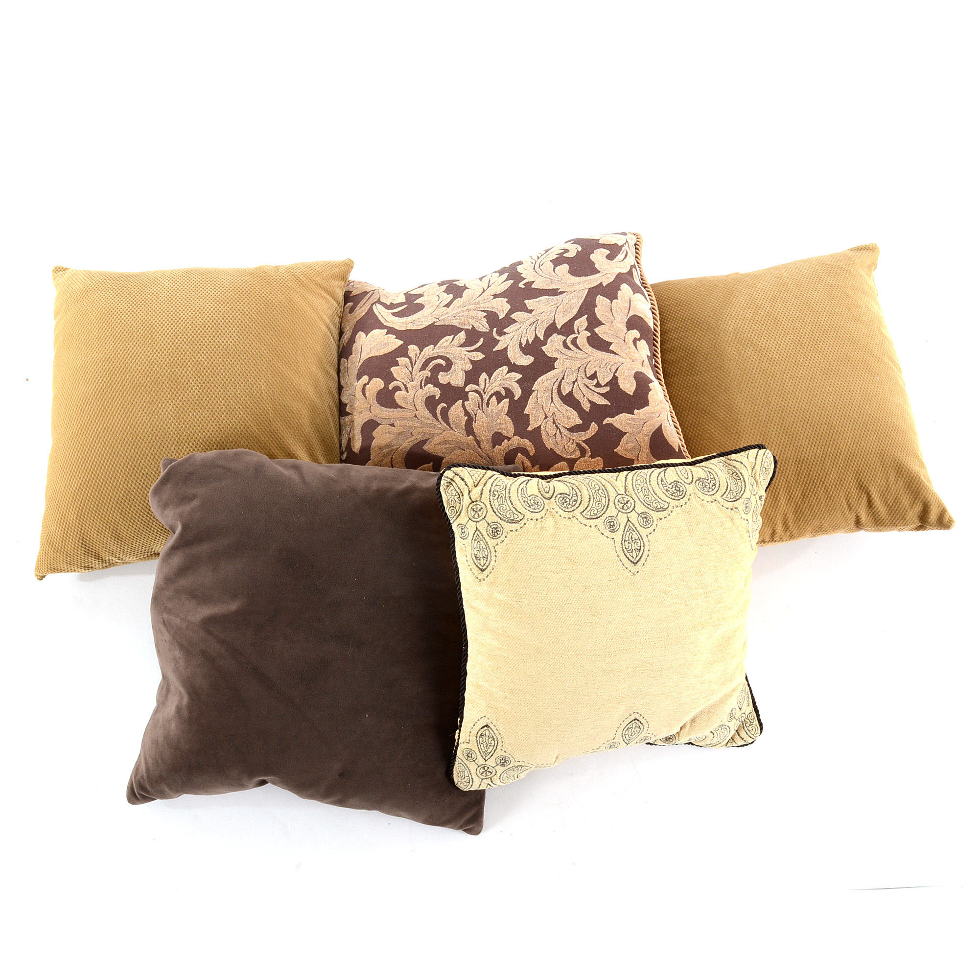 Assorted Brown and Camel Throw Pillows