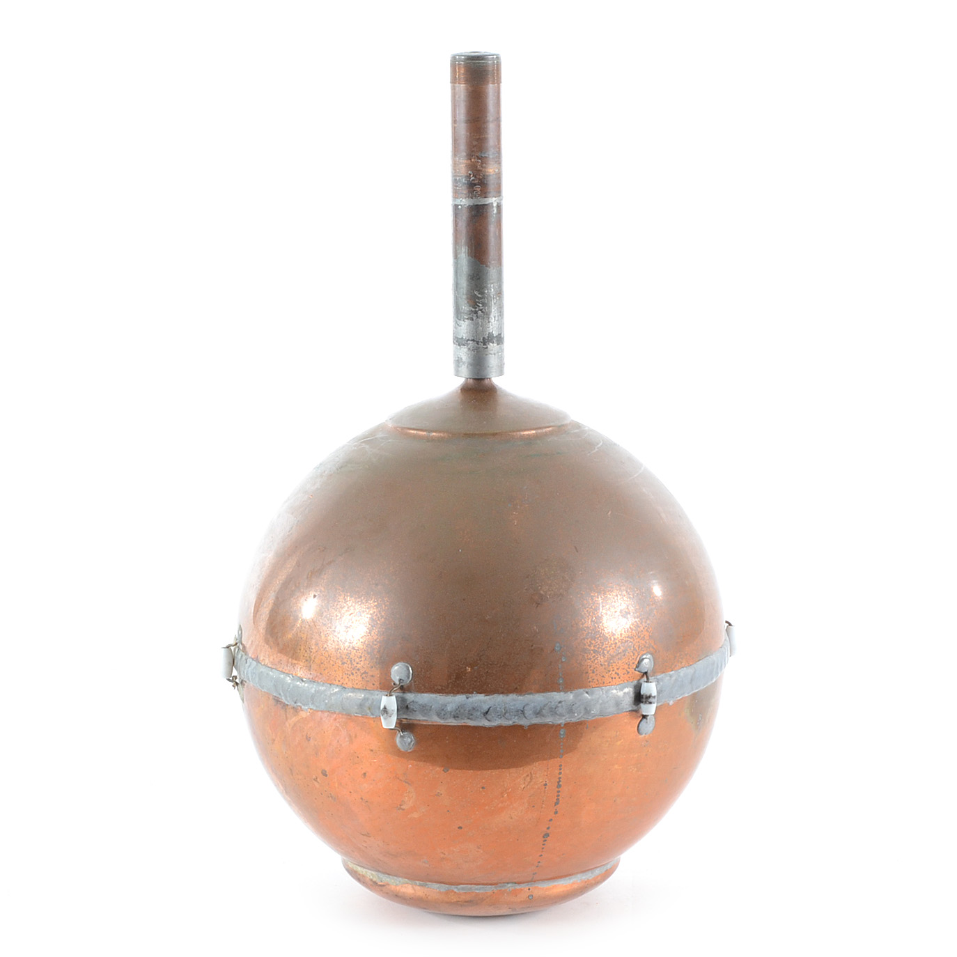 Globular Copper Distilling Vessel with Threaded Neck