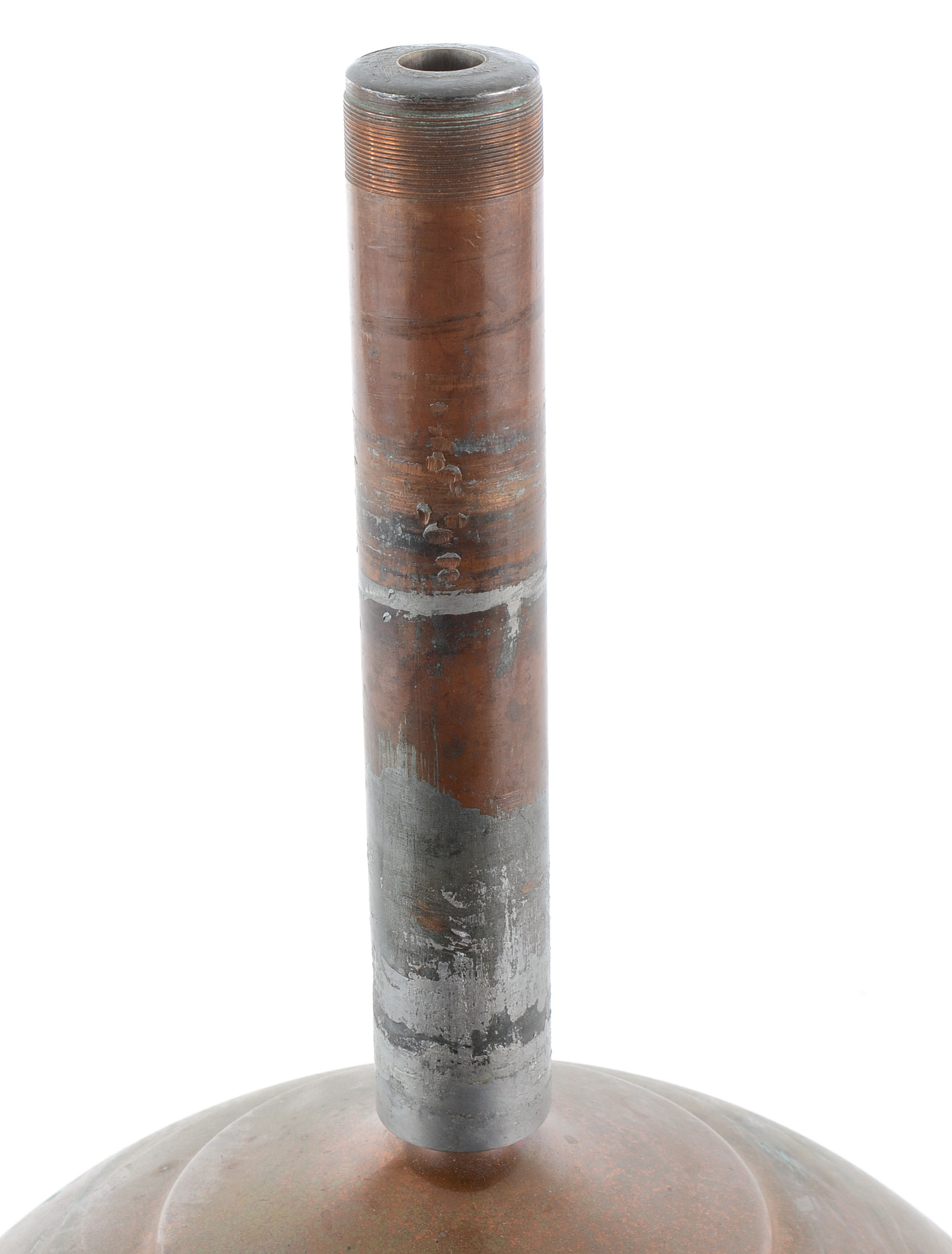 Globular Copper Distilling Vessel with Threaded Neck