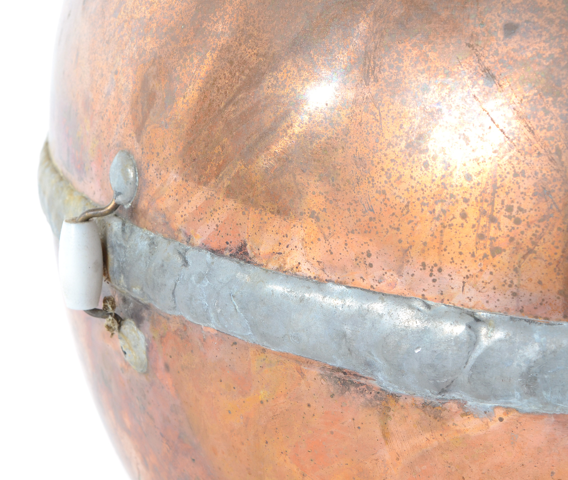 Globular Copper Distilling Vessel with Threaded Neck