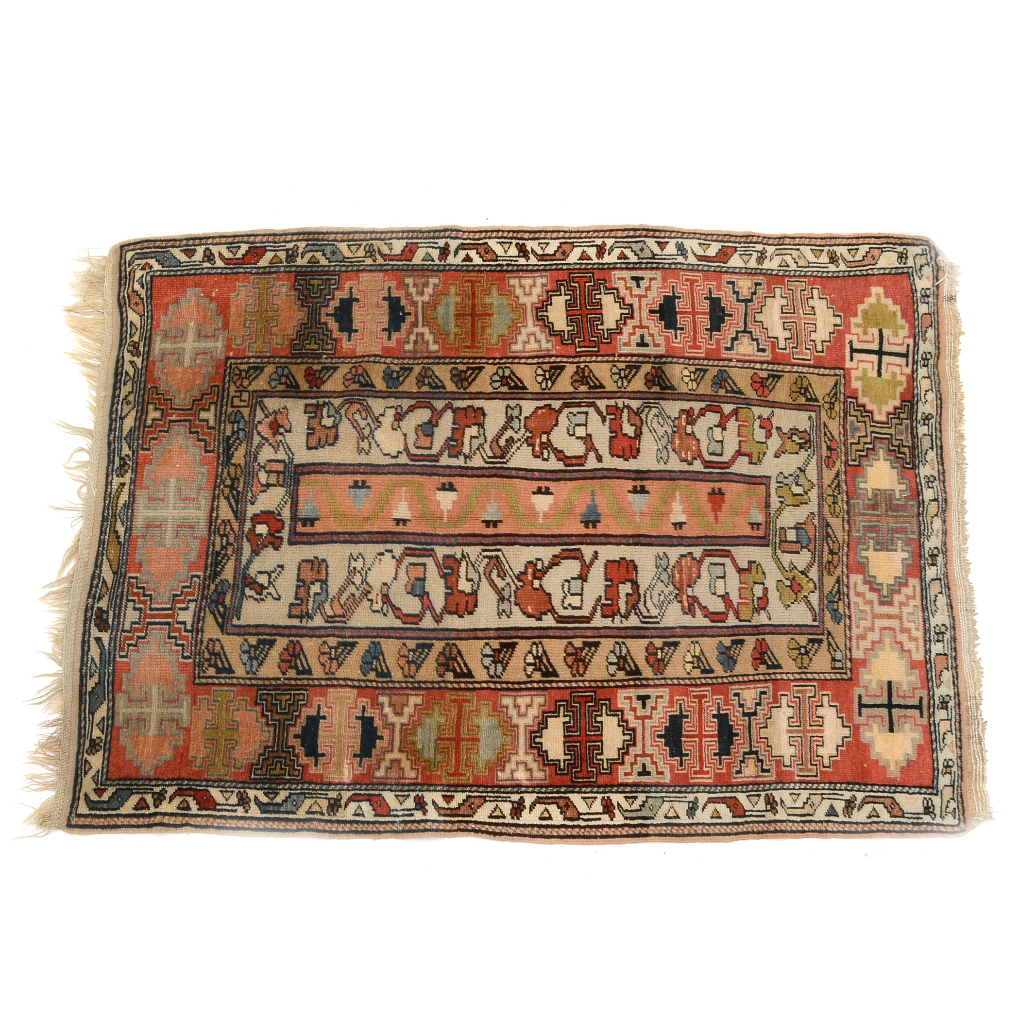 Hand Knotted Caucasian Genje Style Area Rug