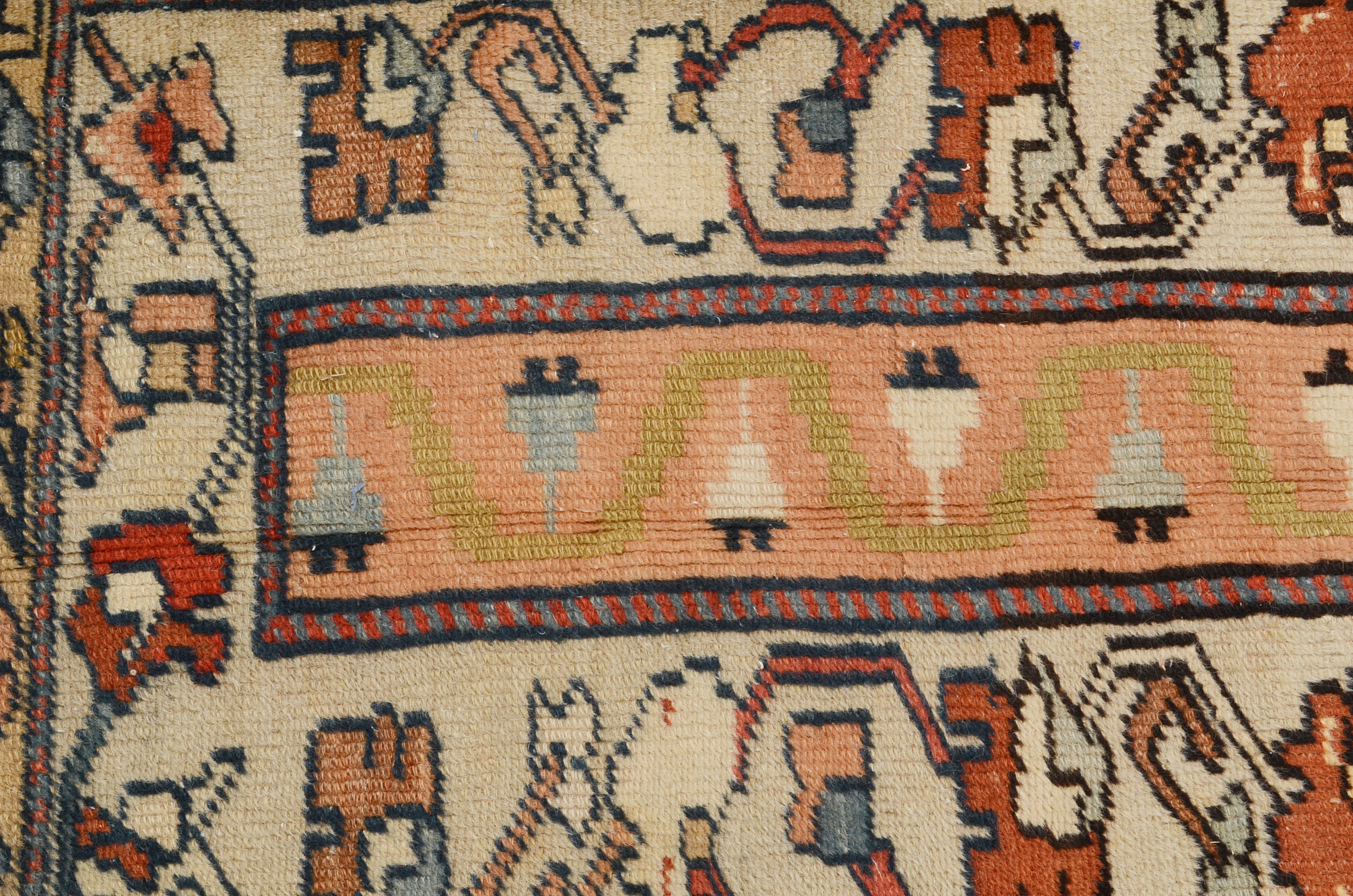 Hand Knotted Caucasian Genje Style Area Rug