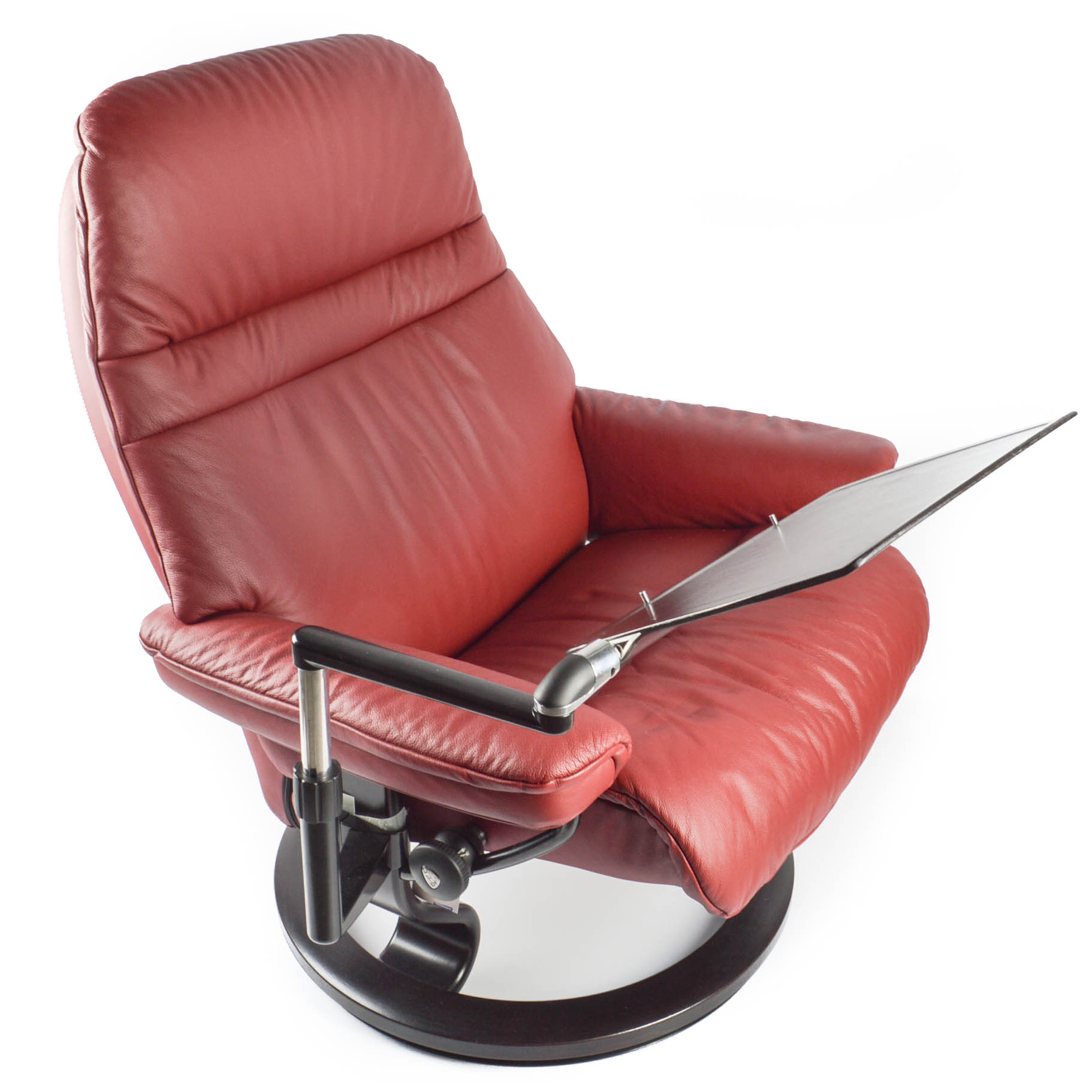 Ekhornes Stressless Leather Lounger With Ottoman, Accessory Table