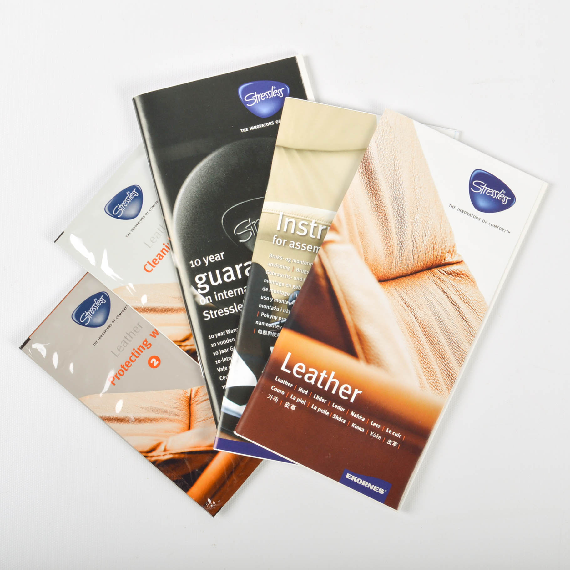 Ekhornes Stressless Leather Lounger With Ottoman, Accessory Table