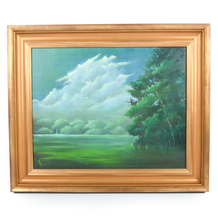 Ann J. Smith Oil Painting on Canvas "Evening Field"