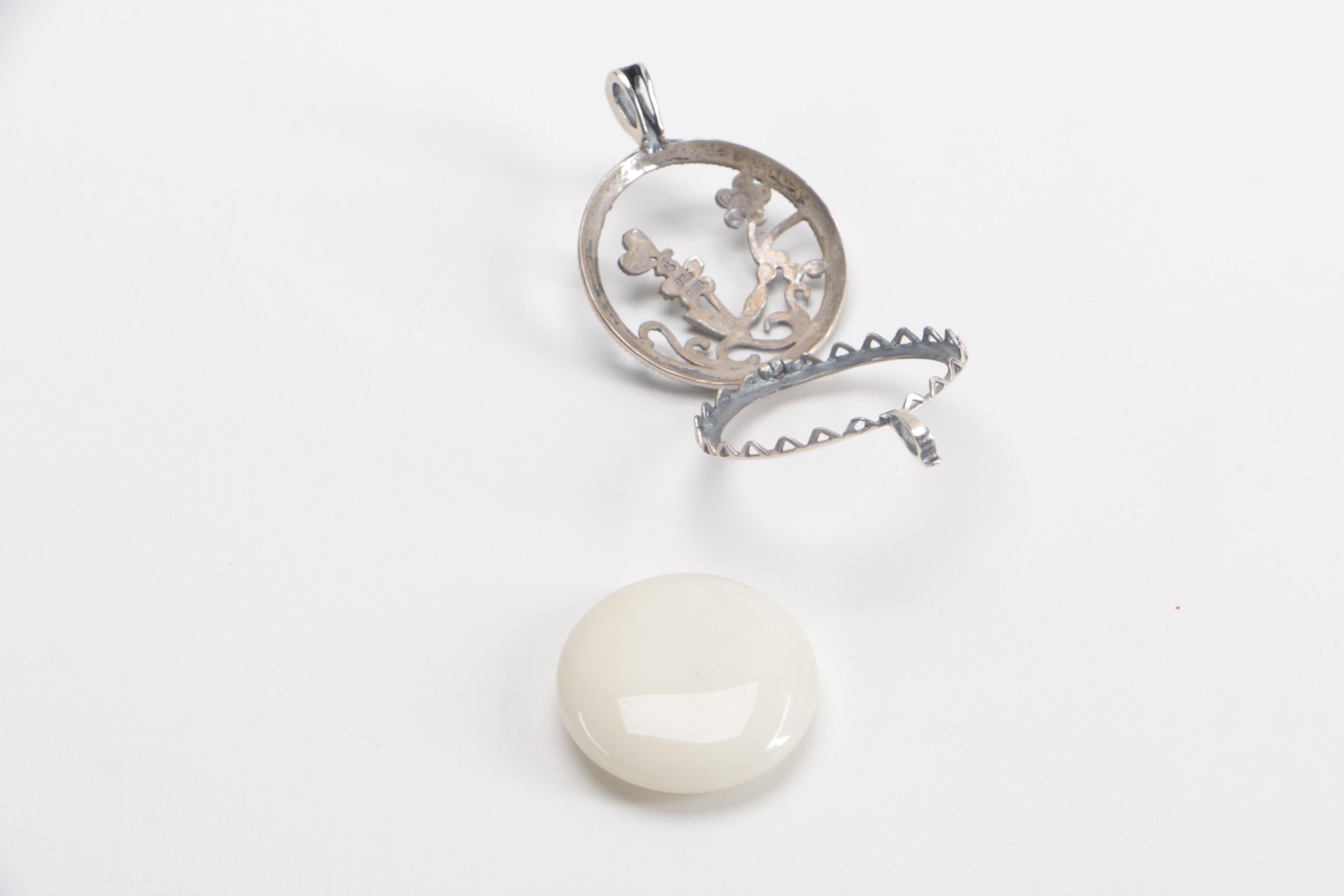 Sterling Silver Necklace and Pendant with Interchangeable Stone Accents