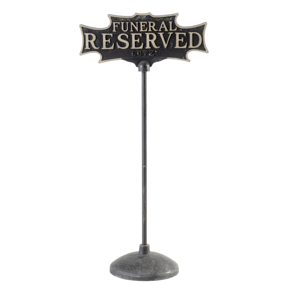 Vintage "Funeral Reserved" Cast Iron Parking Sign